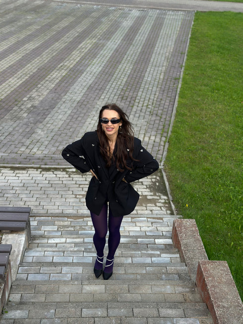 LUX melna, ONE SIZE žakete "HEARTS"